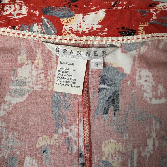 SPANNER Women's Button Down Jacket  Size 8  Orange Abstract  NWOT - Picture 6 of 6